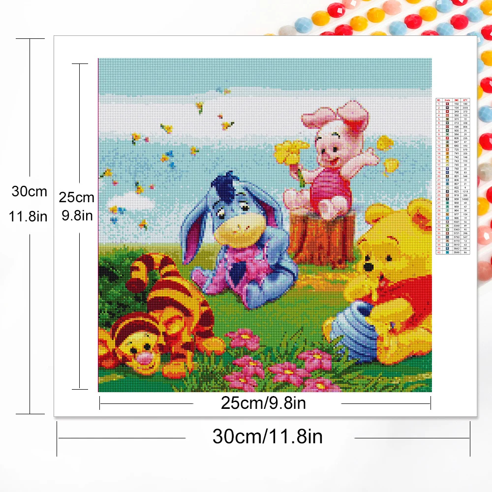 Disney New Arrival Diamond Embroidery Winnie The Pooh Picture Rhinestones Full Square Mosaic Animal Painting Tigger Gift