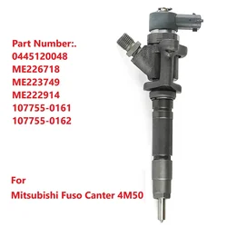 Conjunto de inyector de combustible diésel 0445120048 para Mitsubishi Fuso Canter, motor 4M50, ME226718, ME223749, nuevo