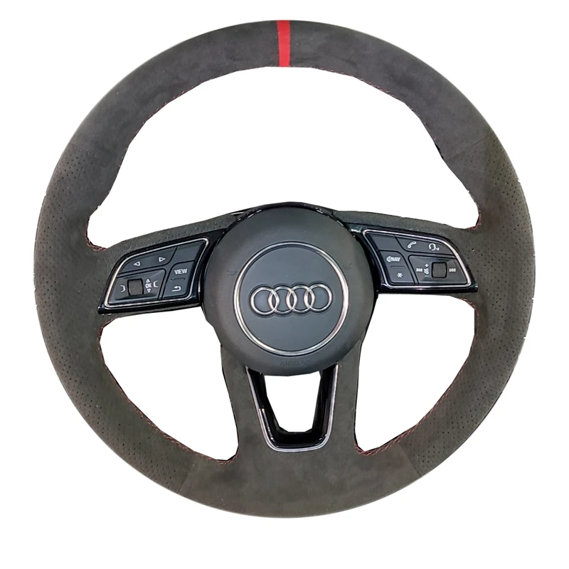 For Audi A1 (8X) Sportback A3 (8V) A4 (B9) Avant A5 (F5) Q2 Braid Car Steering Wheel Cover Suede Leather Car Accessories