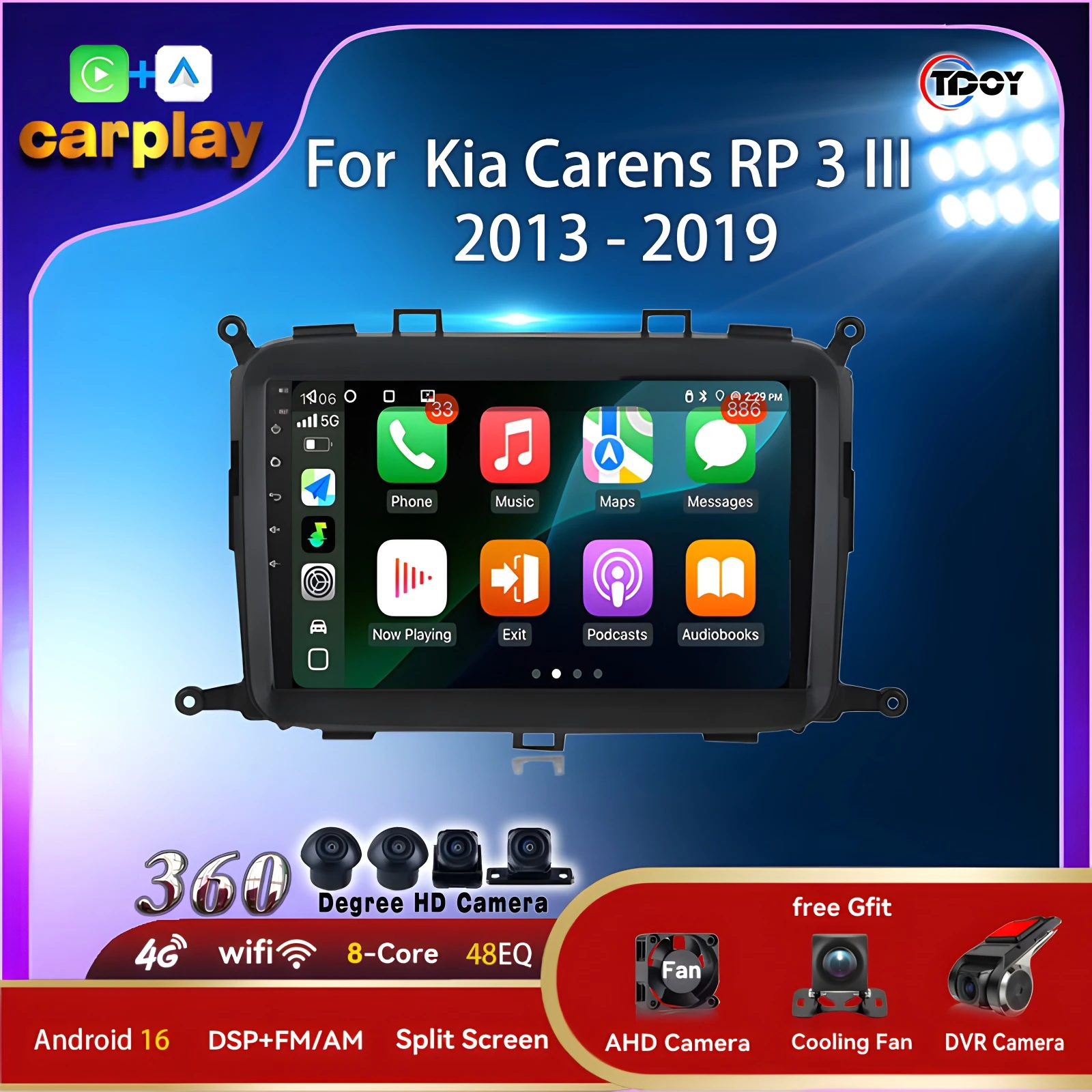 

Автомобильное стерео радио для Kia Carens RP 3 III 2013-2019 Carplay Android Auto Мультимедиа Автомобильное Androidriod 15 Автомобильное радио WIFI 4G GPS