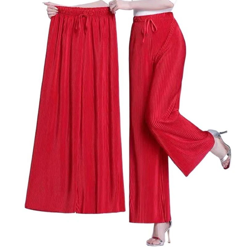 2024 Summer Women' Loose Pleated Pants Candy color Wide Leg Pants Grey Khaki Women High Waisted Trousers y2k clothes cargo pants