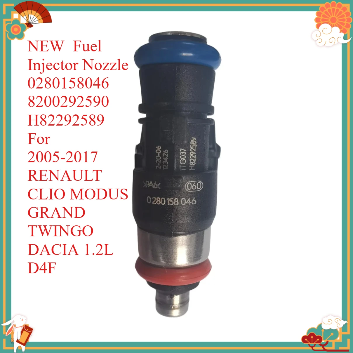 Fuel Injector Nozzle 0280158046 8200292590 H82292589 For 2005-2017 RENAULT CLIO MODUS GRAND TWINGO DACIA 1.2L D4F