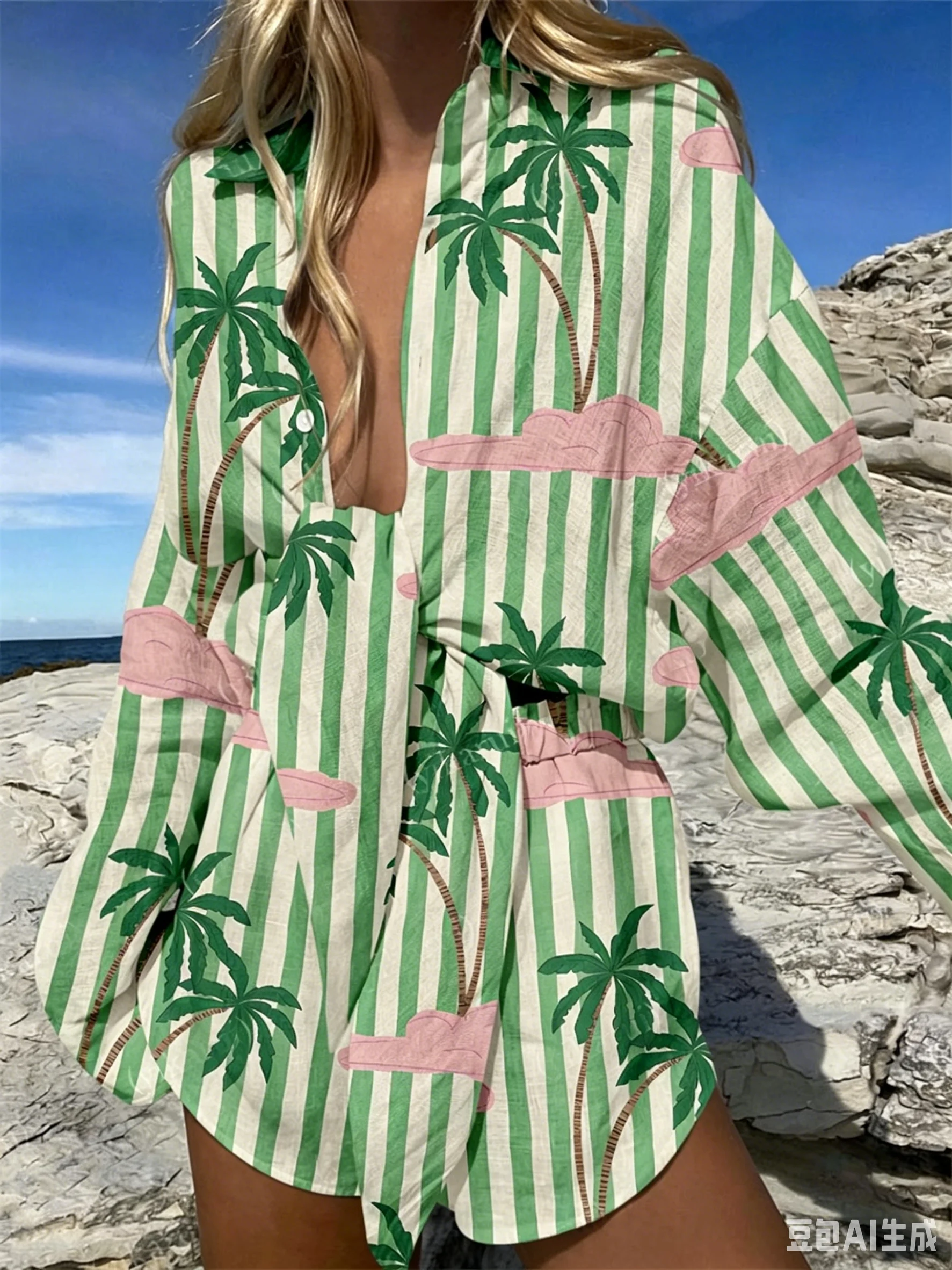 Diamond Grid Printed Summer Women's Personality Temperament Elegant Fashion 2-piece Sets Beach Vacation Commuting Top Shorts Set