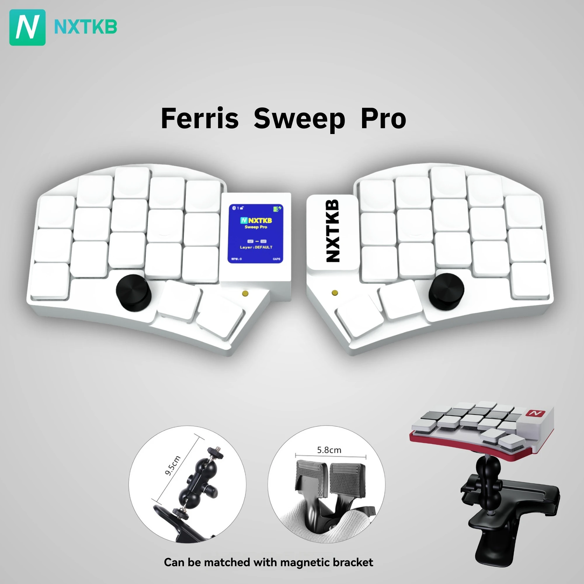 

Ferris Sweep Pro Split Keyboard Customized Bluetooth Low Profile Trackpad Keyboard Gaming Split Ergonomic Keyboard with Screen