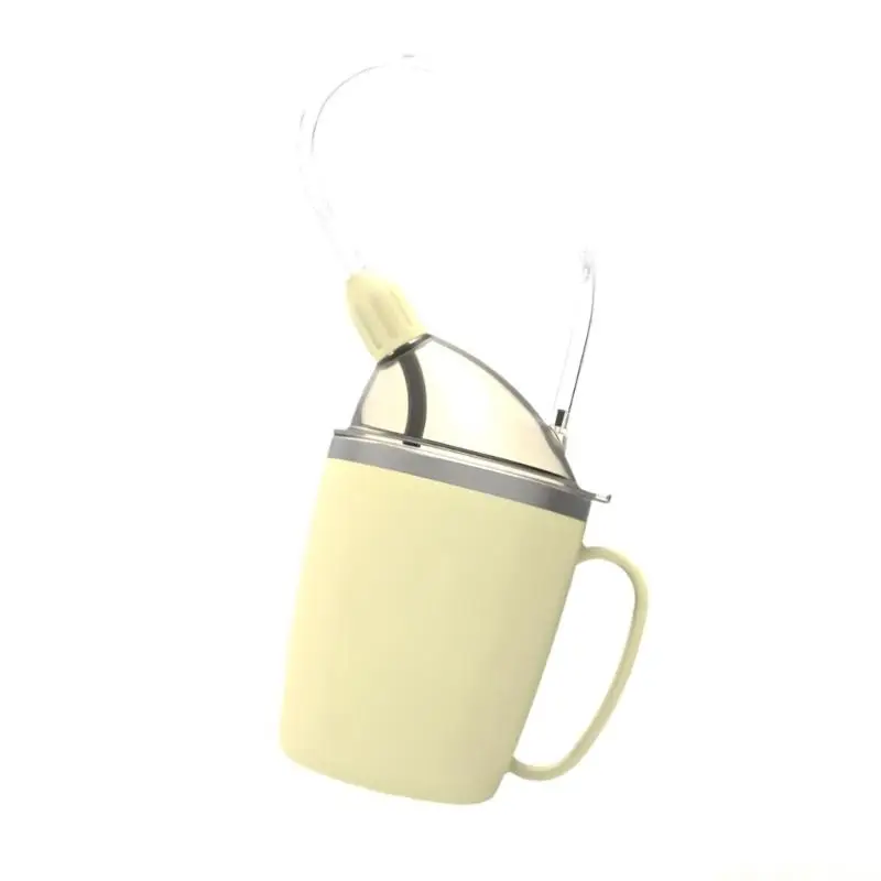 QX2E Safe Adult Drinking Cup With Protective Lid And Long Straw For Elderly And Recovery After Procedures 350ml