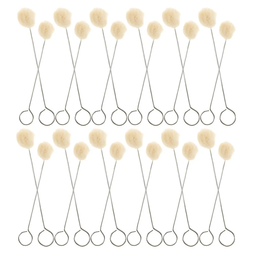 60Pcs Wool Ball Dauber Brush Metal Handle Dyeing Tool for Leathercraft Fabric Staining Crafting Furniture Car Interiors