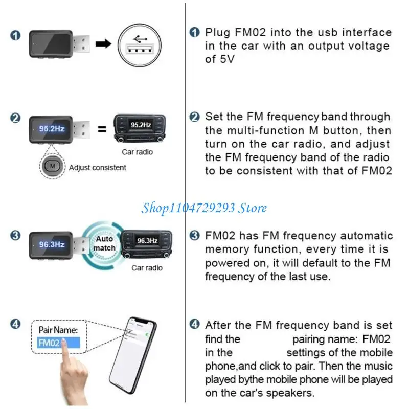 

Y2GD Compactly Bluetooth-compatible 5.3 Car Adapter FM Transmitter USB Compatible