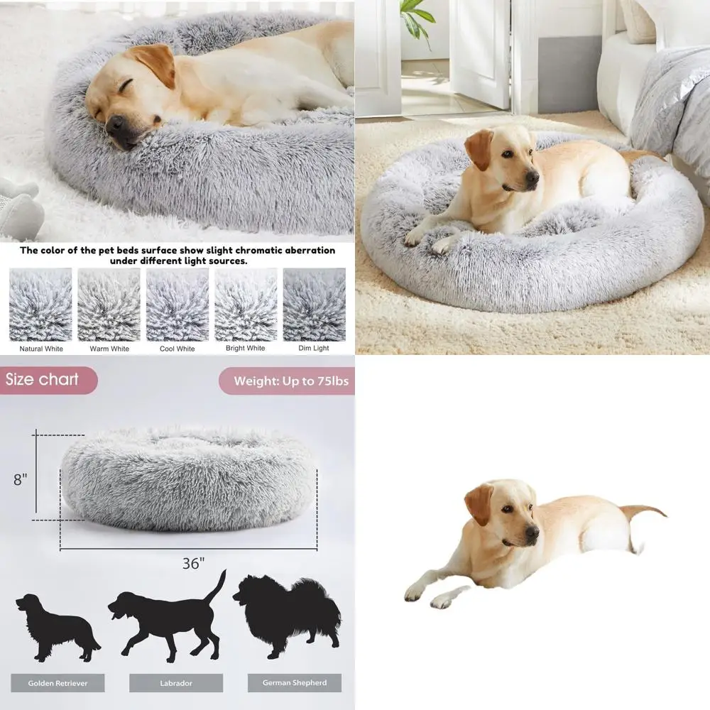 

Анти-тревожная плюшевая кровать-пончик для собак и кошек, мягкие уютные круглые кровати разных размеров