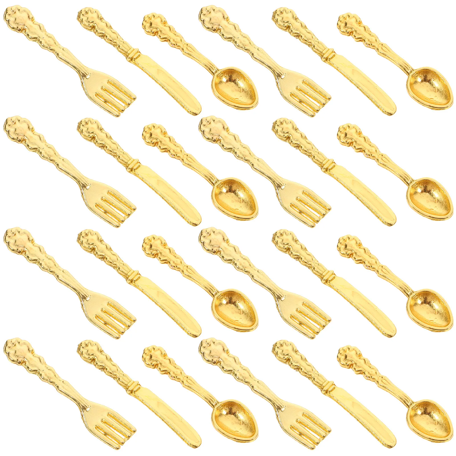

36Pcs Alloy Tableware Mini Cutlery Set Creative Micro Dinnerware Ornament for Dollhouse Kitchen Display Miniature Alloy Dinner