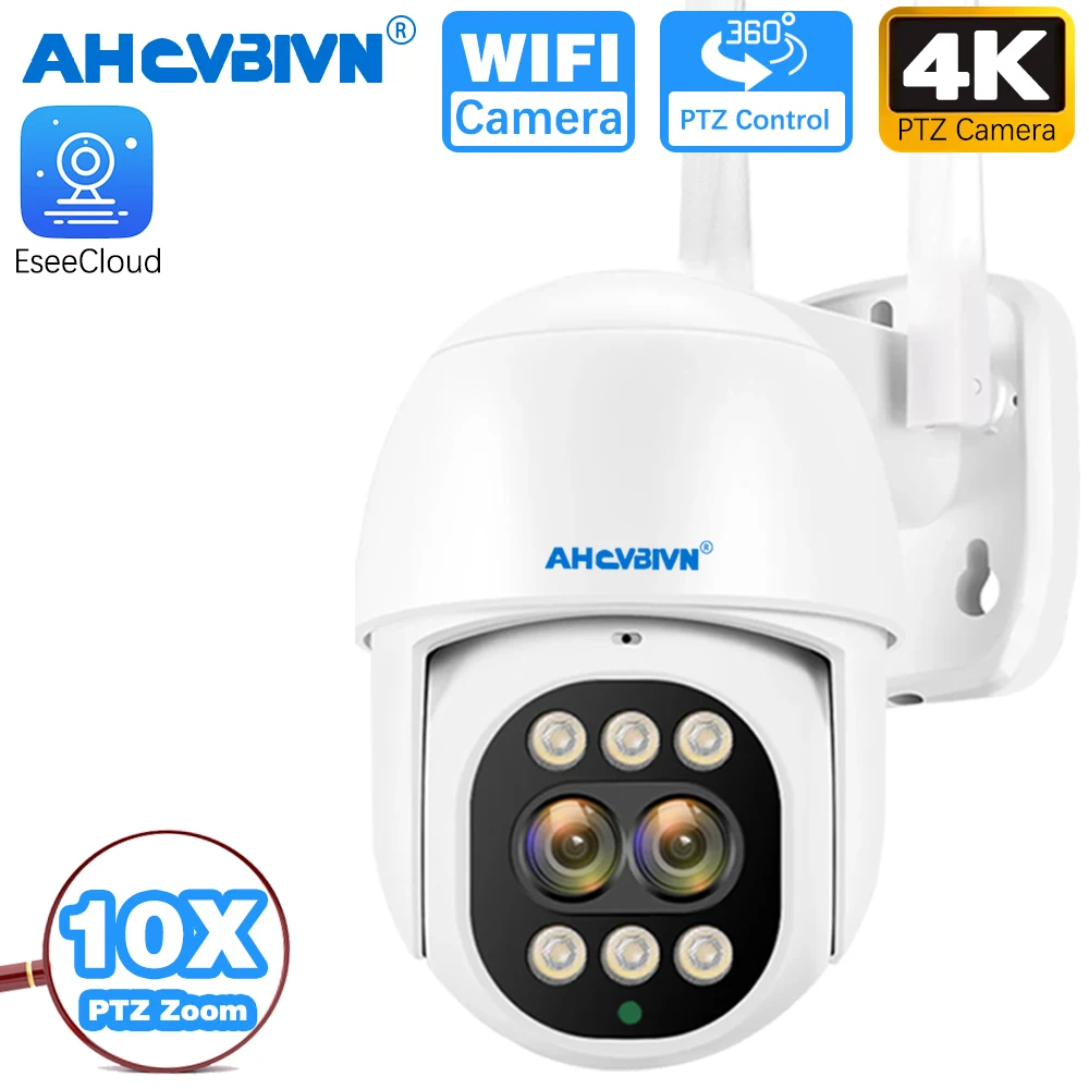 

4K 8MP Wifi Camera PTZ Outdoor Dual Lens 10X PTZ Zoom Human Auto Tracking Security Protection Camera Two-Way Audio EseeCloud App