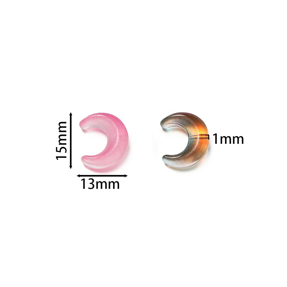 10pcslot Trendy Moon Shape Lampwork Glass Bead Clear Czech Crystal Beads for Jewelry Making Supplies DIY Charms Bracelets view 2