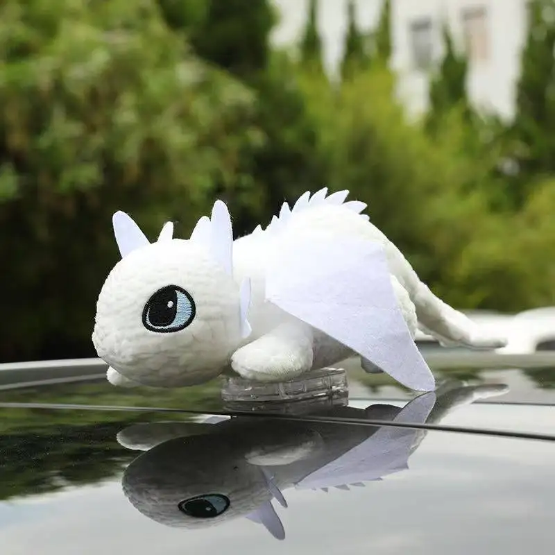 أحدث زخرفة على السقف بدون أسنان مثبتة على السيارة، لعبة قطيفة محشوة على شكل تنين صغير كاواي، دمية تمثال، دمية هدية كرتونية