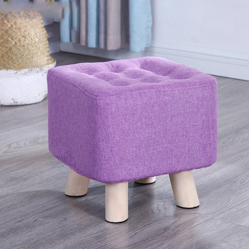 Household Solid Wood Fabric Low Stool for Changing Shoes Footrest Sofa Bench Entrance Hall Livingroom Furniture Space Saving