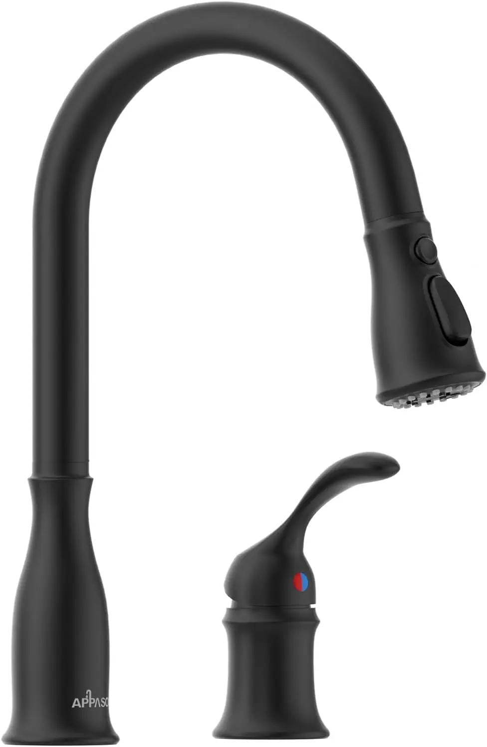 Black 2-Hole Kitchen Faucet Featuring a Separate Handle and Pull-Down Sprayer