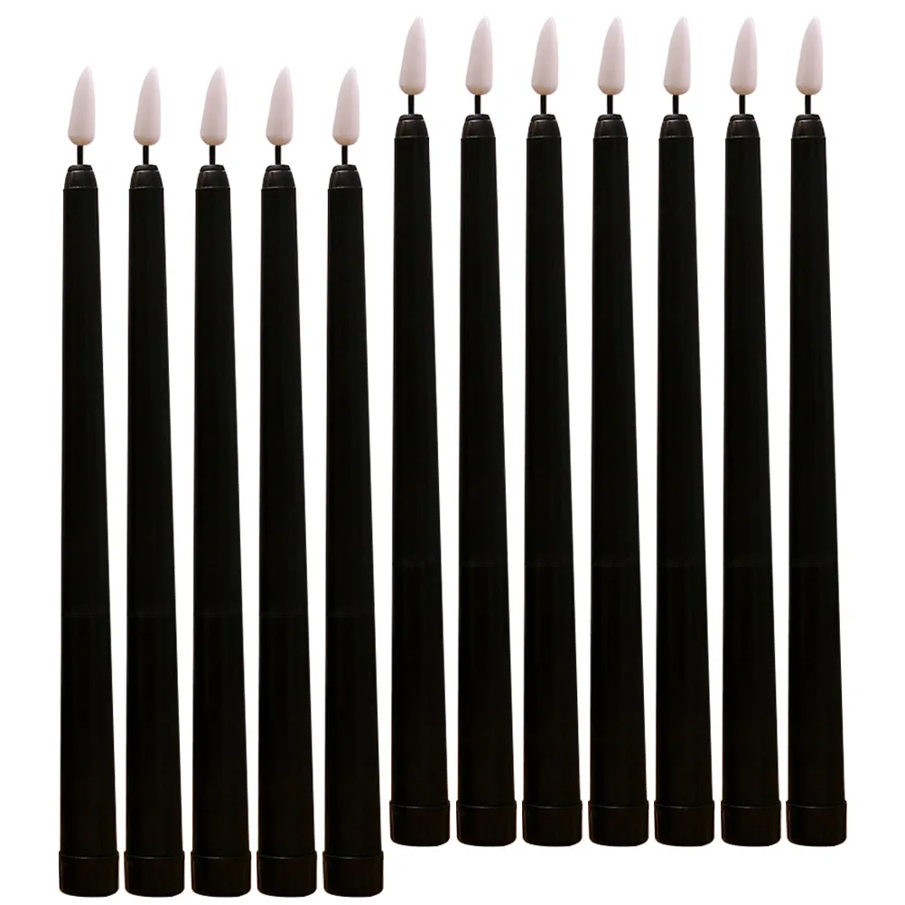 

12 Pcs Christmas Conical Lamp Powered Plastic Unique Taper Candles