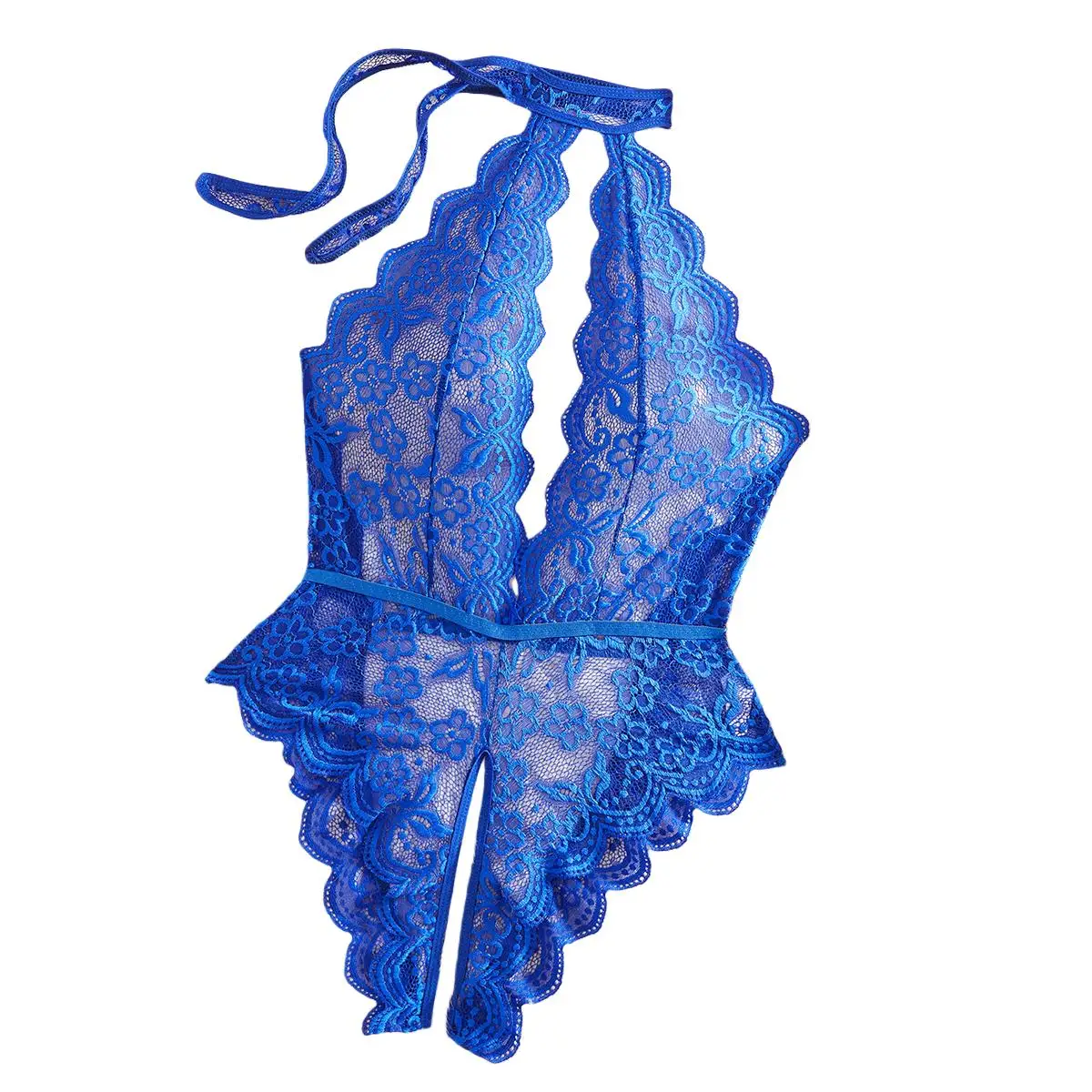 

Sexy Babydoll Deep V Hollow Out Halter Bodysuit Woman Lingerie Body Transparent Lace Erotic Crotchless Intimate Fetish Pajamas
