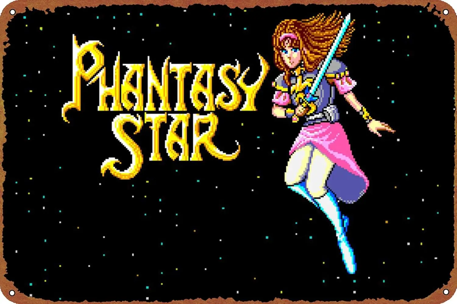 Phantasy Star Game poster Poster Vintage Tin Sign for Bar Office Home Wall Decor Gift Retro Metal Sign 12 X 8 inch