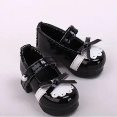 Simpatiche scarpe di colore nero per la moda YOSD 1/6 BJD Mini scarpe da bambola in pelle PU lunghezza Inser 4,5 cm accessori per bambole di alta qualità