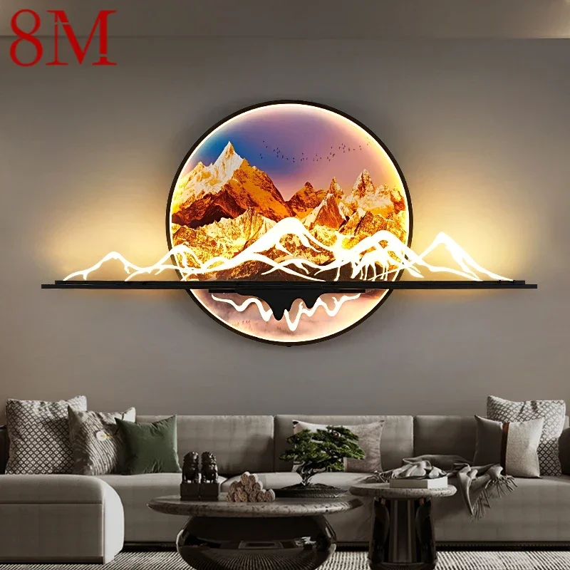 8M Modern Picture Wall Light LED 1 Meter Diameter Landscape Mural Lamp For Home Living Room Study Bedroom Decor Painting