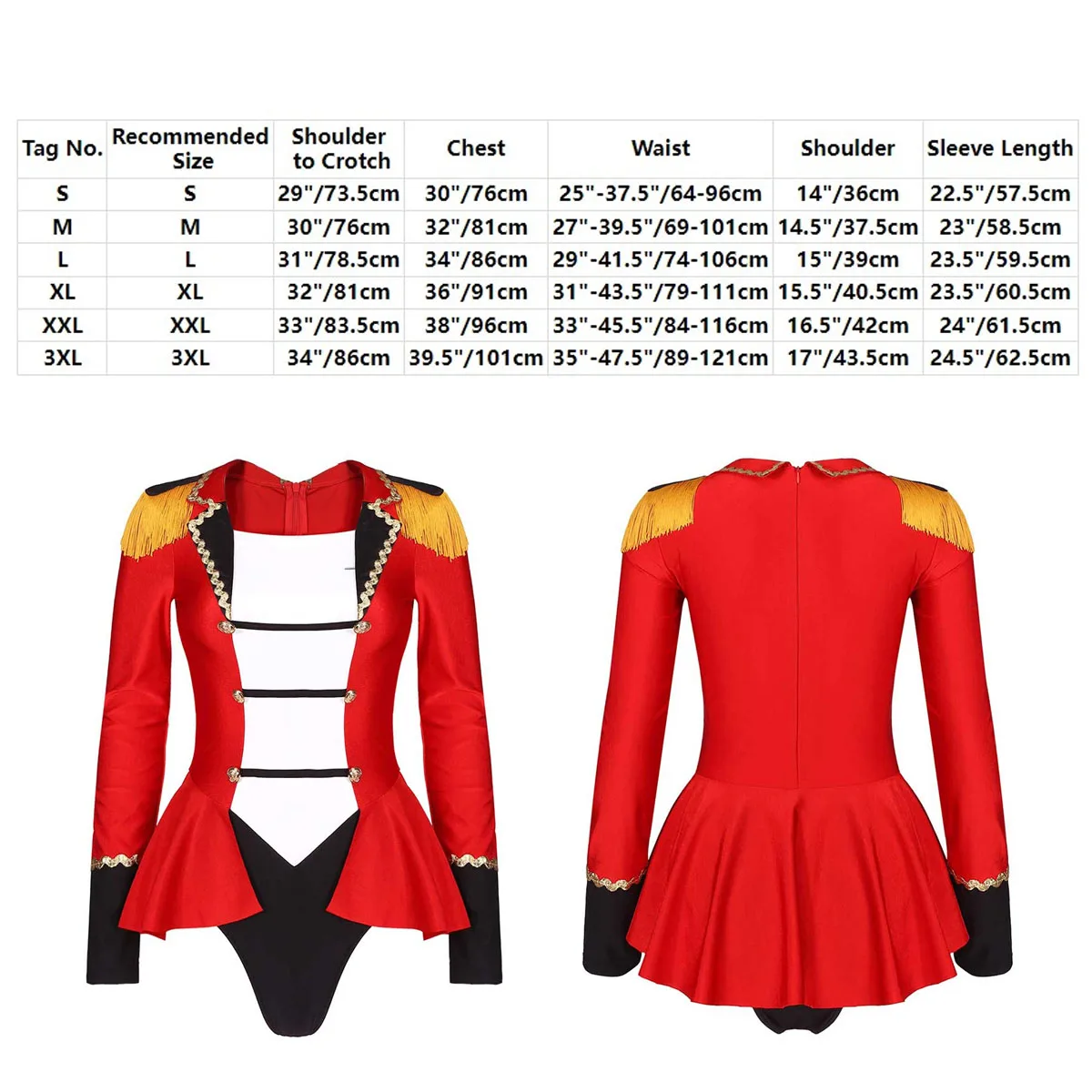 Womens circo Ringmaster Costume maniche lunghe paillettes tuta Halloween Cosplay festa a tema pagliaccetto Tailcoat Jacket Outfit