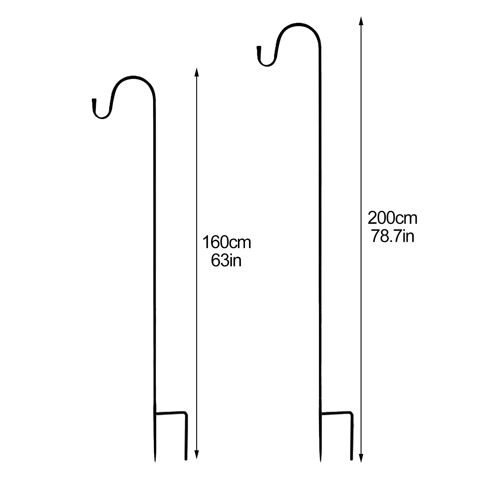 ZK10 Outdoor Shepherd Hook Mopping Hook 2 Claw Base Height Adjustable Shepherd Hook