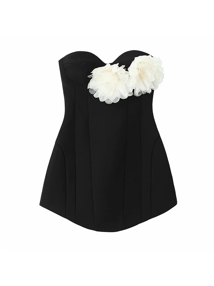 Mini abito a fiori di nuova moda da donna Abiti senza maniche senza schienale alla moda autunnale femminile