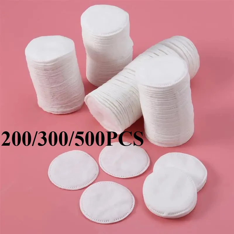Round Cotton Makeup Pads, 3-LayerThick, 200/300/500PCS  Pieces Disposable Cosmetic Wipes Nail Art Cleaning Round Pads