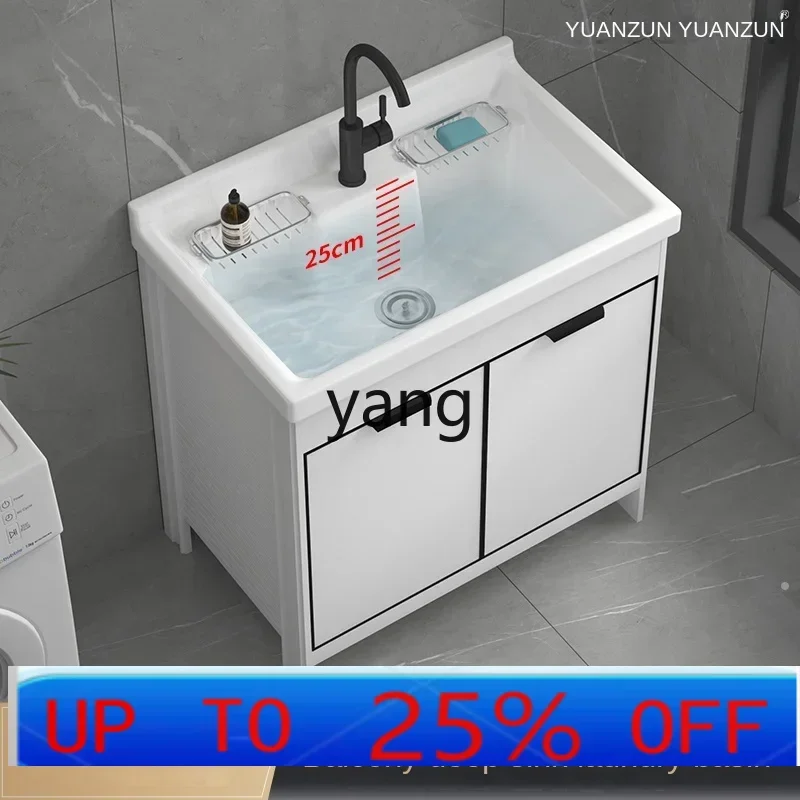 

LH Space Aluminum Cabinet Combination Ceramic Laundry Sink Balcony Laundry Sink Floor Type
