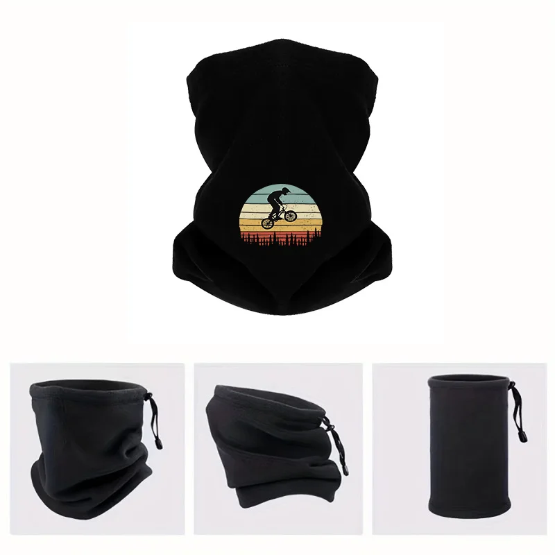 Silhouette rider BMX bicycle retro style design Men Windproof Scarf Mask Neck Gaiter Hat Women cap Headgear Outdoor Keep Warm Wi