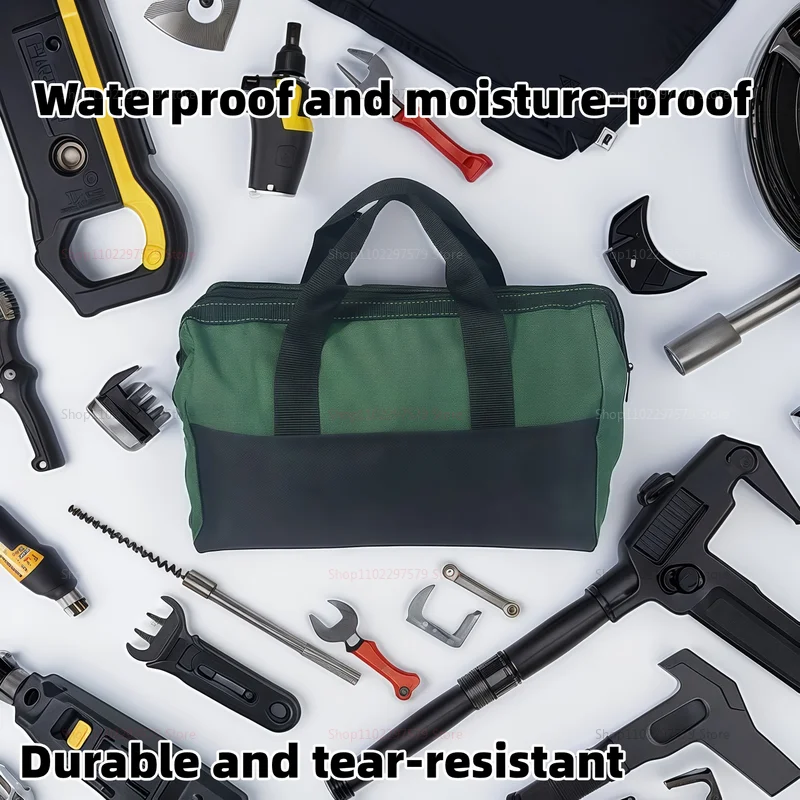 حقيبة أدوات مقاومة للماء من قماش أكسفورد مقاس 16 بوصة، حقيبة تخزين إصلاح كهربائي شديدة التحمل بسعة كبيرة