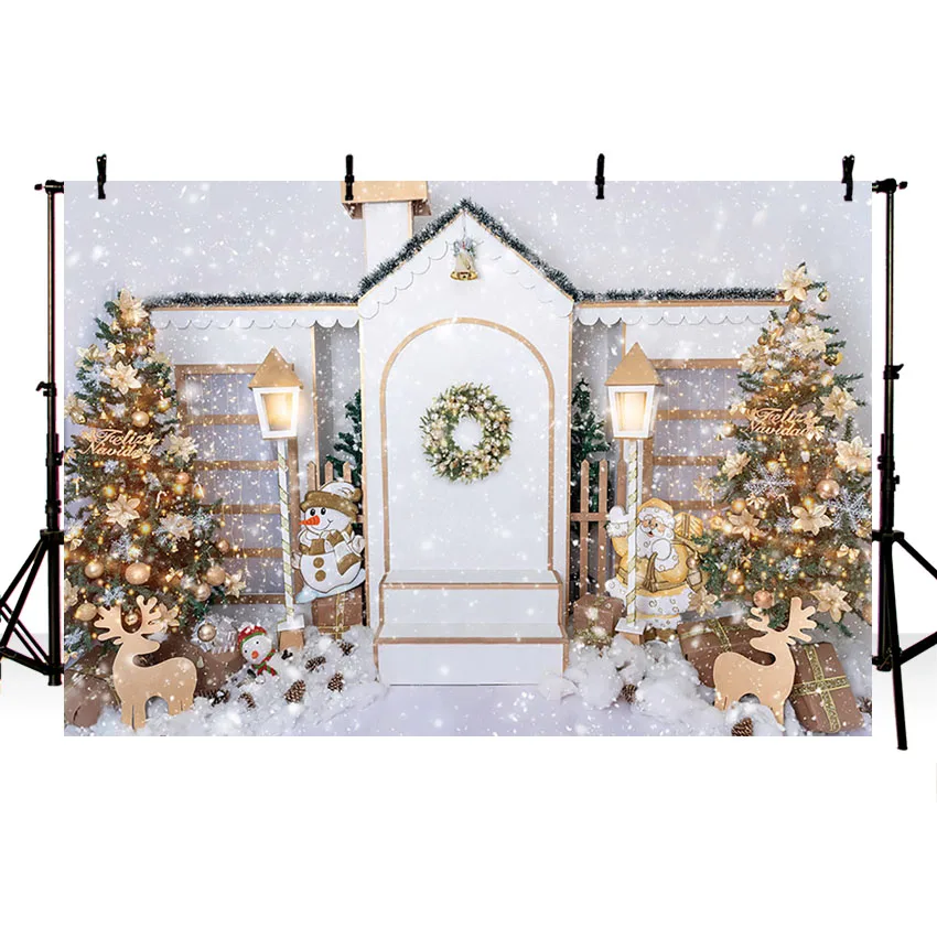 Mehofond Photography Background Winter Christmas Gingerbread House Santa Kids Holiday Party Portrait Decor Backdrop Photo Studio