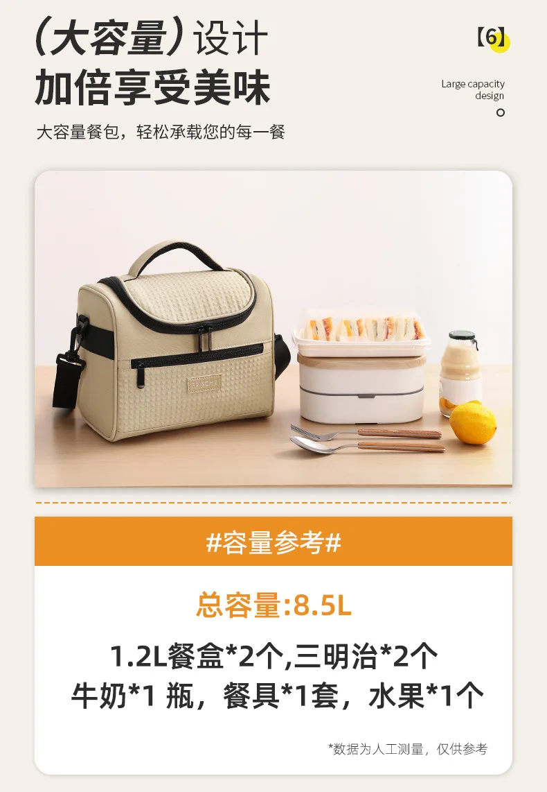 Neue Tragetasche, Kühler, Lunchtaschen, tragbar, für Picknick, Büro, Schule, Isoliertasche mit Schultergurt – Detail 23