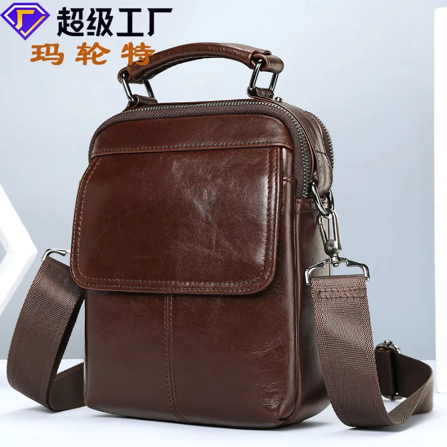 

【Новый стиль】Мужская сумка через плечо Maronte из натуральной кожи, в стиле ретро, вертикальная, для повседневного использования, премиум-класса.