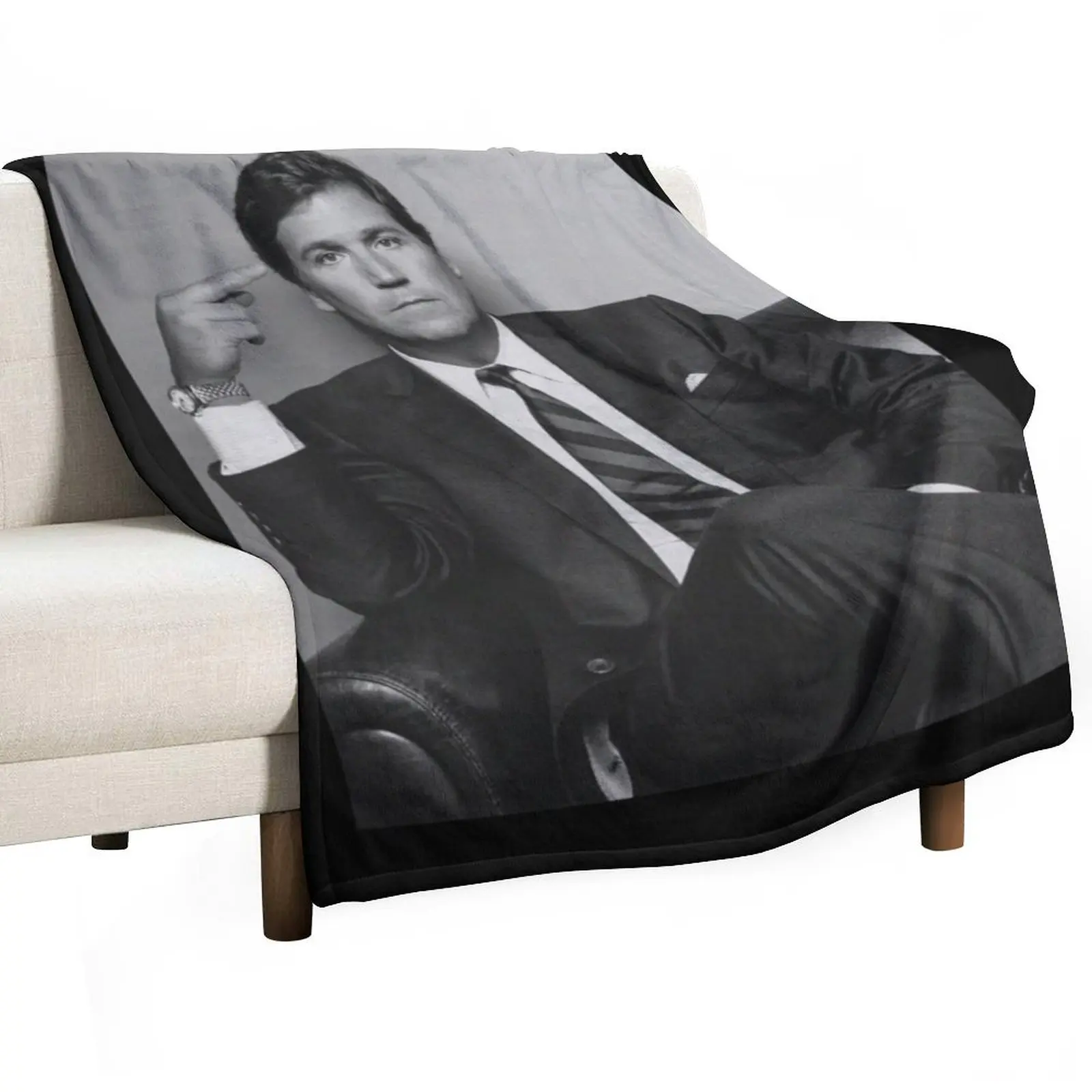 Tucker Carlson Middle Finger Classic Throw Blanket blankets ands Furry Custom Blankets