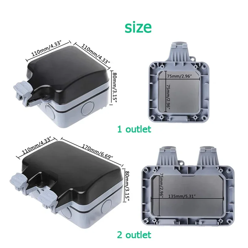 16A EU KR Outdoor Wall Waterproof Sockets Outlets Korea Electrical Power 110-250V IP66 Weather Dust Proof Outside Master Plug