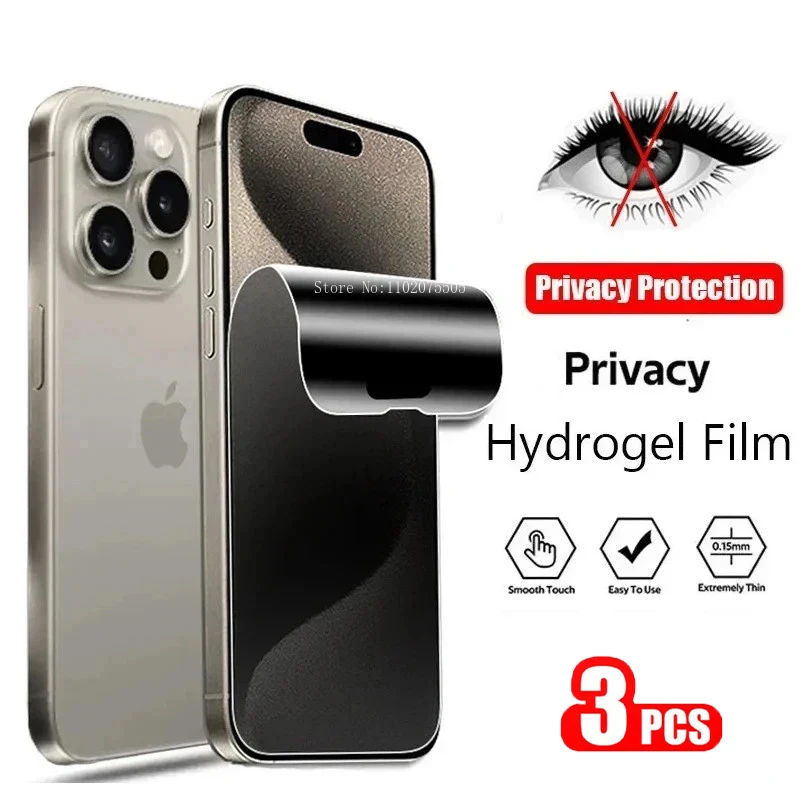 

3PCS Anti-Spy Screen Protector For iPhone 15 14 11 13 12 Pro Max Mini 15 14 Plus XS XR X 6 8 7 SE Privacy Hydrogel Film Cover