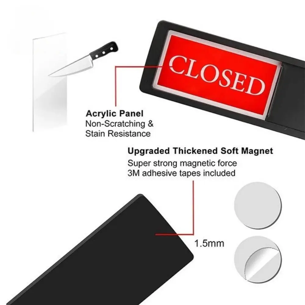 Magnetic OPEN Slide Sign DIY Double Sided CLOSED Slider Signs Lightweight Convenient OPEN CLOSED Signboard Restroom
