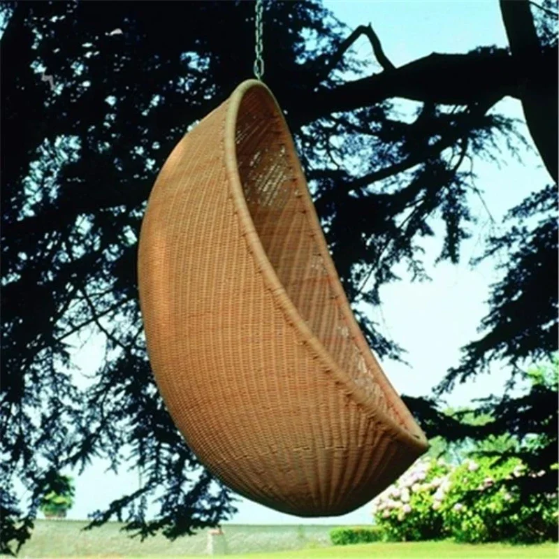 Rattan Hanging Basket Courtyard Rattan Swing Hanging Glider Egg-Shaped Single Outdoor Indoor Balcony Cradle Chair