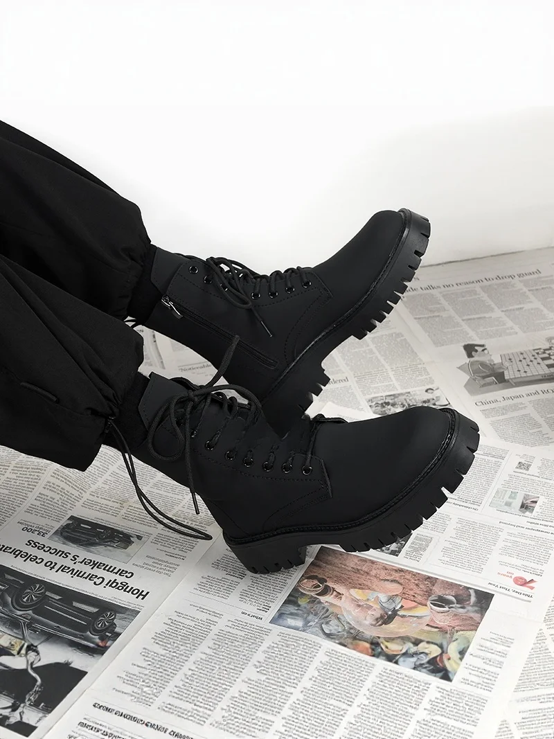 

Men's Boots High Top Winter Thick Bottom Workwear Boots Casual Cotton Shoes Motorcycle Style British Style Heightening