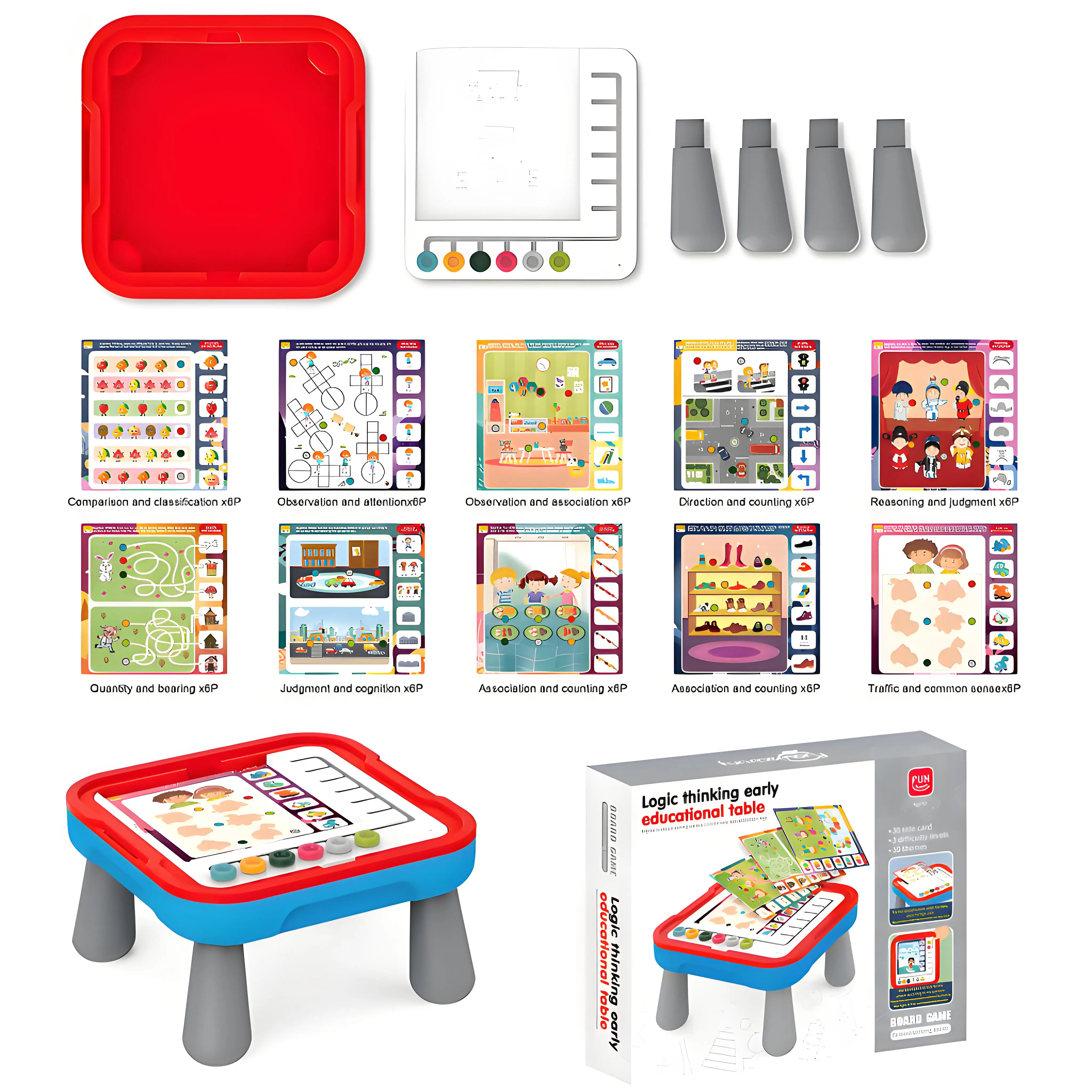 2-in-1 Kids Magnetic Doodle Board DIY Drawing Board with Pen& Beads Drawing Toys Montessori Educational Toys Kids Xmas Gifts