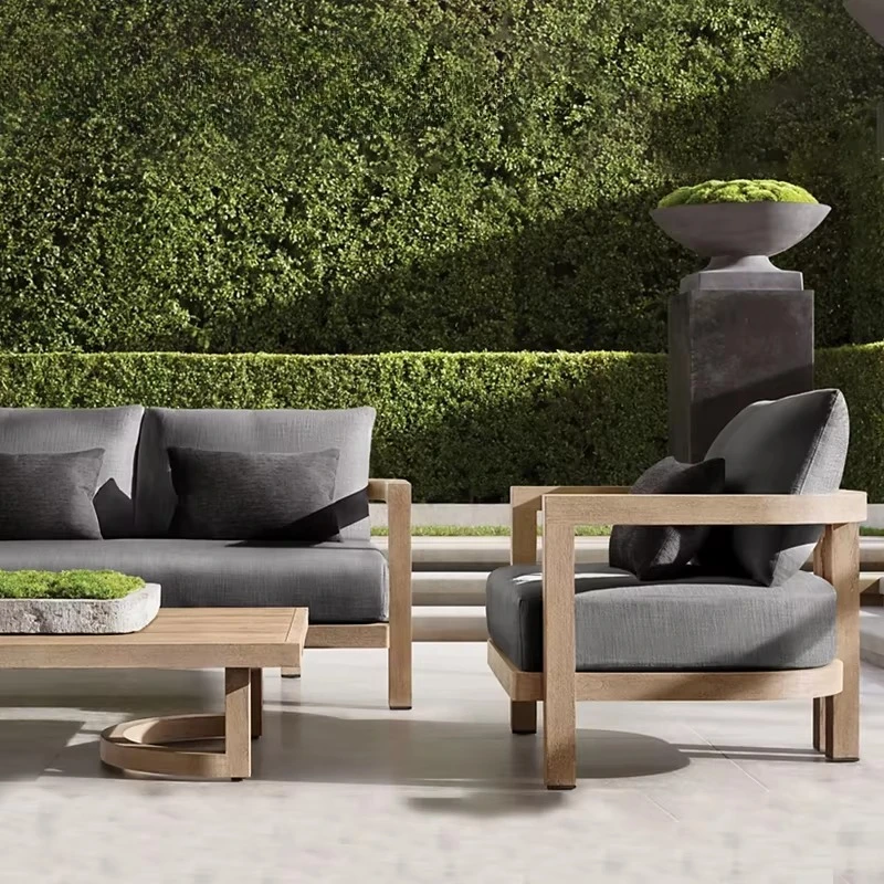 Patio Furniture Set Luxury Hotel Garden Sofa Teak Outdoor Furniture Set Villa Resort Wooden
