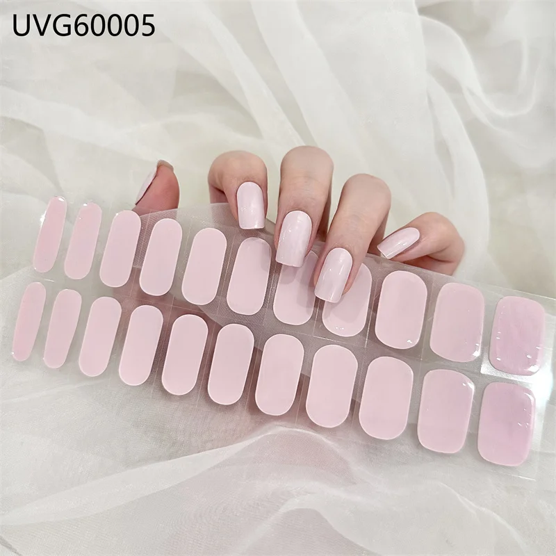 Autocollants pour ongles en gel semi-durci, 1 feuille, ensemble pour lampe UV, manucure française, bandes de laque pour femmes, N64.Wraps, décor d'ongles