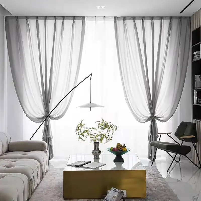 Solide Weiß Vorhänge für Wohnzimmer Moderne Chiffon Licht-sende Gaze Vorhang Hause Schlafzimmer Bay Fenster Bildschirm Vorhang