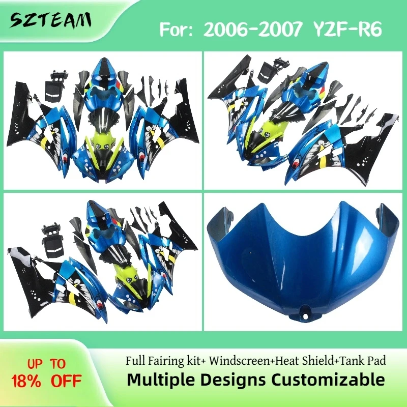 

For YAMAHA YZF-R6 2006 2007 ABS Plastic Fairing Kit YZF-R6 06 07 Aftermarket Motorcycle Body Cover Fairings