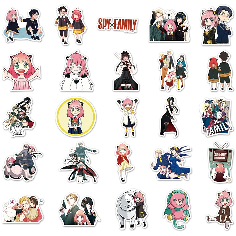 50 Uds. Pegatinas de grafiti SPY×FAMILY DIY figura de Anime imagen taza de agua ordenador teléfono personalidad originalidad pegatina al por mayor