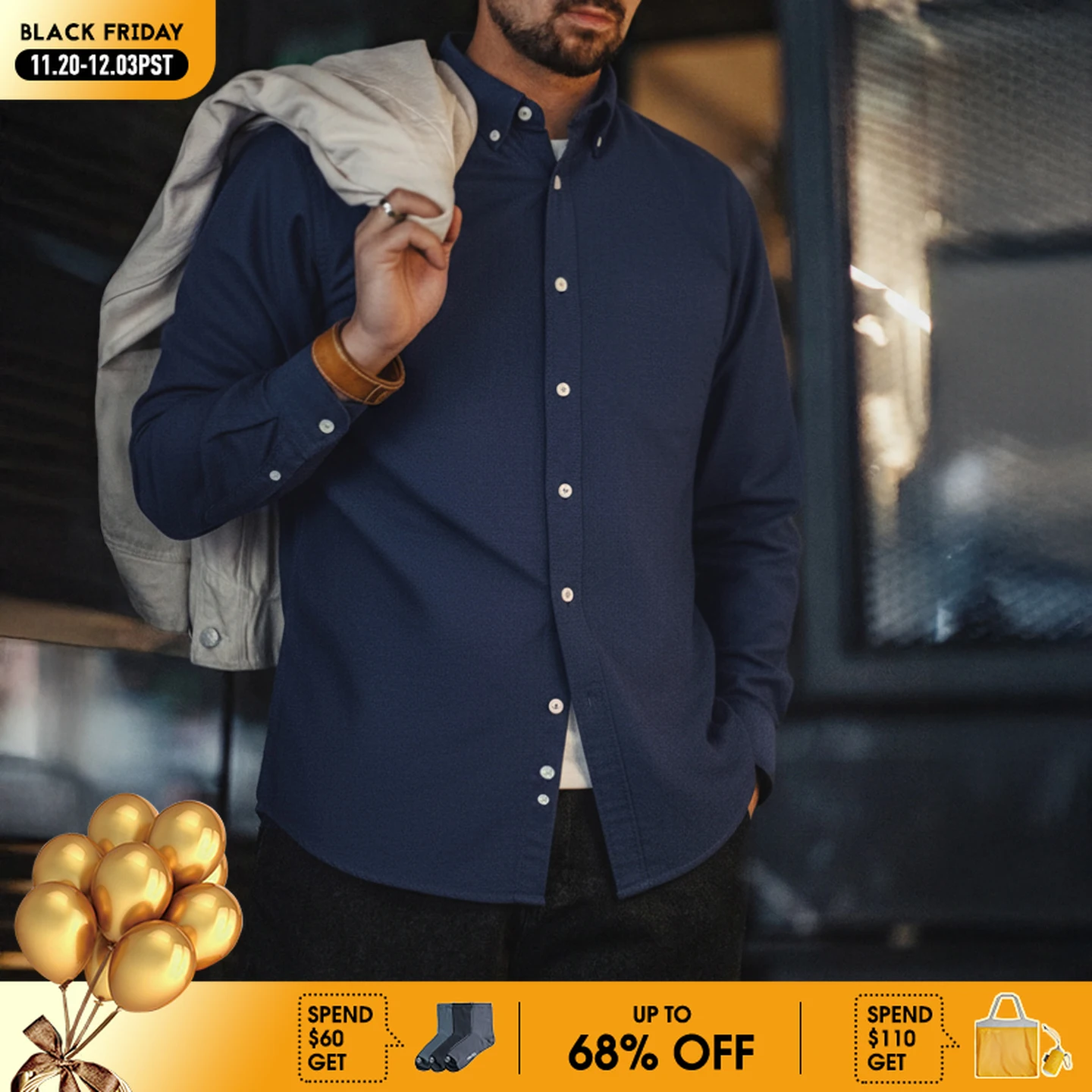 메이든 빈티지 옥스포드 셔츠 남성용 브러시드 코튼 긴팔 셔츠 싱글 브레스티드 블라우스 솔리드 컬러 레이어링 탑 가을용