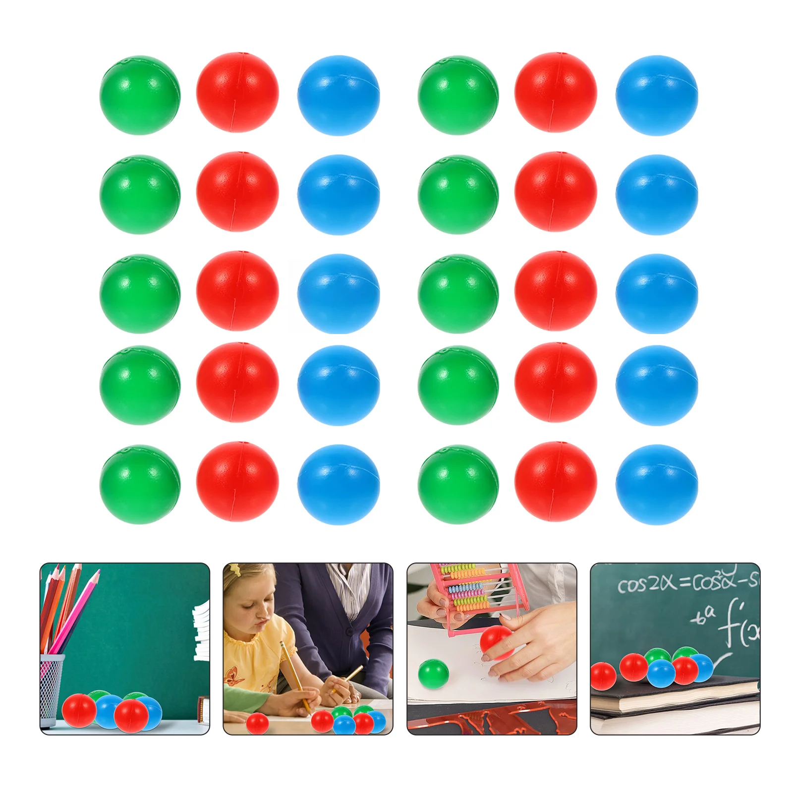 Sólido plástico bola brinquedo para crianças, matemática ensinando bola, pequeno brinquedo aprendizagem, 30 pcs