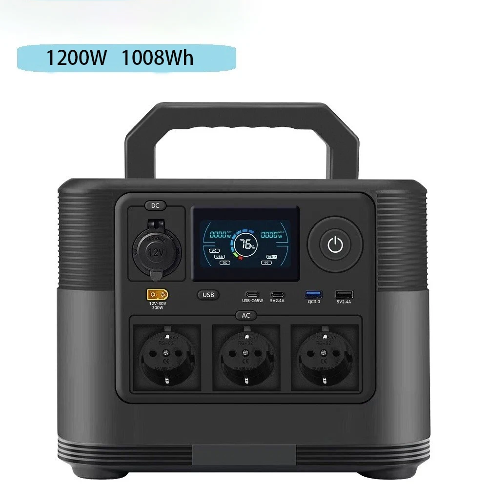 Image of LiFePO4 Tragbare Powerstation 1200W 1008Wh Solarbetriebener Generator, Multi-Port Mobile Energiespeicherung, Notstromversorgung für Zuhause & Outdoor-Camping RV Netzunabhängige Stromversorgung