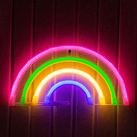 Rainbow Neon Signs with Base, LED Light, Atmosphere Lighting for Wall, Night Lamp, for Birthday, Party, Camping, Home Decor
