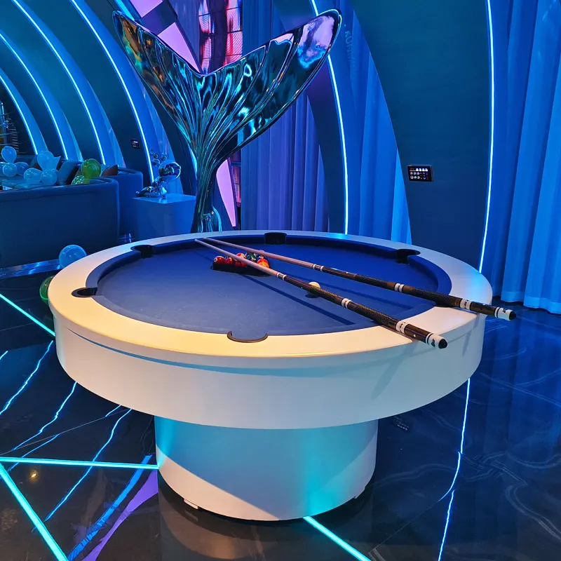 Round pool table Home party hall KTV clubhouse Billiard table Home American black eight billiards table 2-in-1